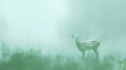Digital fantasy landscape and deer scene illustration poster web page PPT background