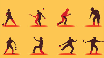 Collection of kickball silhouette vector 2d flat ca