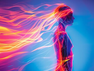 Design a mesmerizing image showcasing a mysterious figure with the power to manipulate reality from a rear view angle Use dynamic colors and abstract elements to evoke a sense of creativity and wonder