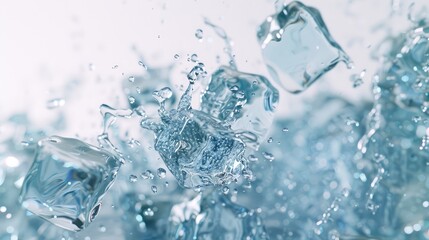 Ice Cubes Splash in Crystal Water
