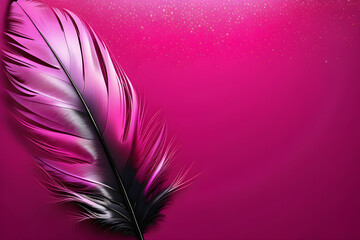 Obraz premium Pretty in Pink Plumage Elegance in Feathers, Rosy Pink Plumage Beauty in Flight, Blushing Pink Elegance Stunning Feathers, Enigmatic Charm Pink Feathers Amidst Beauty(Generative AI)
