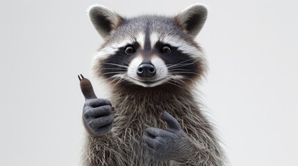 Smiling Raccoon Giving Thumbs Up
