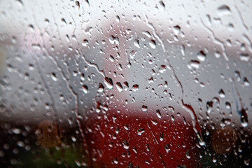 View of the raindrops on the car window