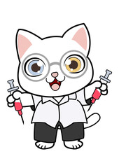 Thai cat in doctor's uniform