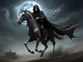 Fototapeta premium Reaper under a full moon