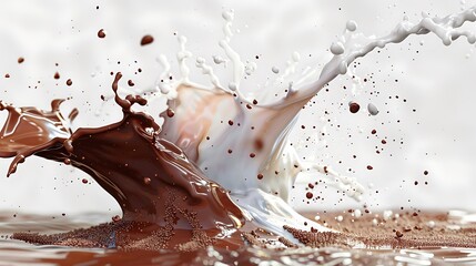chocolate and milk splash Isolated on white background
