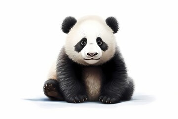 cute panda isolated on solid white background
