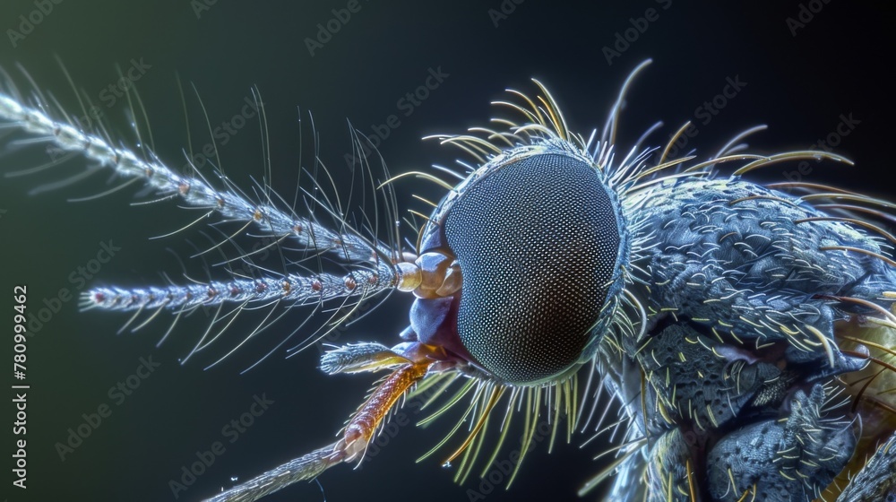 Poster magnified image of a mosquitos labrum displaying its smooth curved surface and fine hairs.