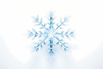 Glittering snowflake in a delicate dance of frost, isolated on white solid background