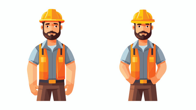 Construction worker avatar 2d flat cartoon vactor i