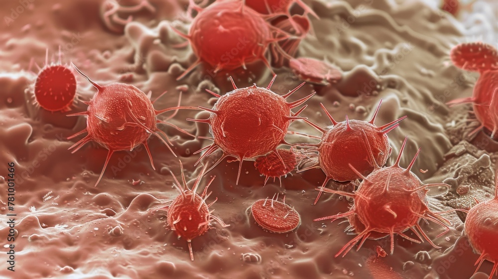 Poster an enlarged photo of platelets the smallest cells in the . they appear as small round fragments with