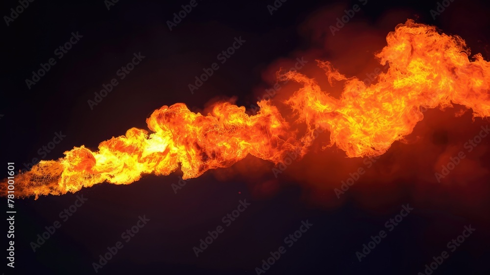 Poster bursting orange flames on a dark backdrop - an intense image capturing the dramatic and dynamic move