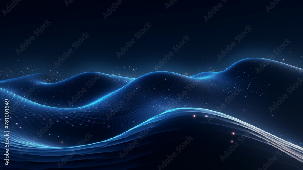 Poster dynamic blue waves in an abstract digital design - captivating abstract with dynamic blue waves conv