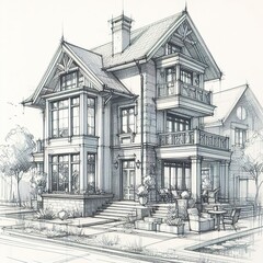 House sketch pencil drawing concept arhitecture art