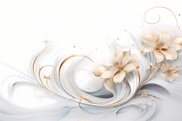 Soft, flowing scrolls with delicate details creating an ethereal composition, isolated on white solid background