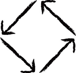 Ink brush arrows showing the concept of money flow, air or recycle
