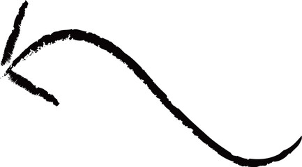 Hand painted curve arrow drawn with ink brush