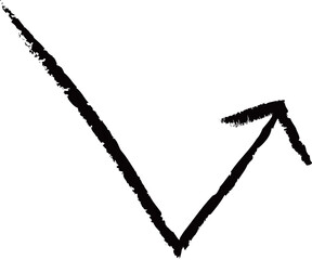 Hand painted zigzag arrow drawn with ink brush showing increasing or growth