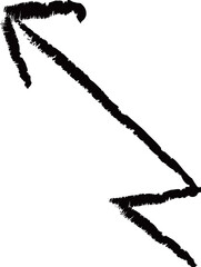 Hand painted zigzag arrow drawn with ink brush showing increasing or growth
