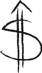 Hand painted money arrow drawn with ink brush