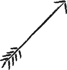 Hand painted arrow drawn with ink brush showing the concept of growing or increasing