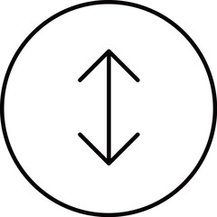 Increase and decrease arrows icon in a white background circle