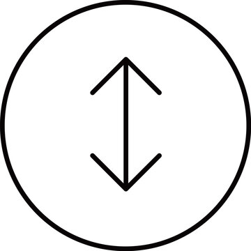 Increase and decrease arrows icon in a white background circle