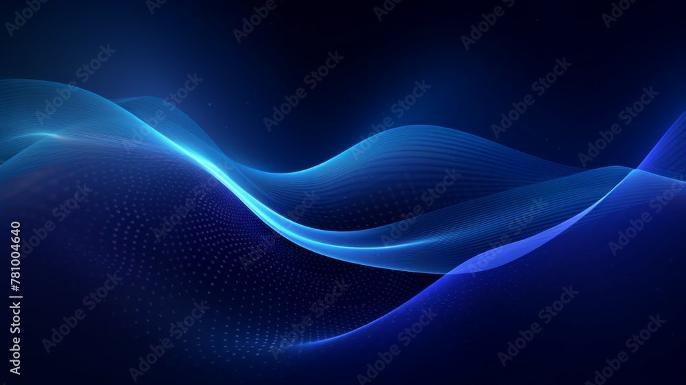 Aufkleber abstract blue glowing wavy digital background - this image portrays a blue glowing wavy pattern that