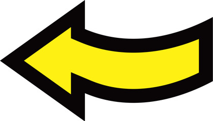Yellow arrow with black outline pointing to the left