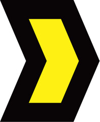 Yellow arrow icon with black outline pointing to the right