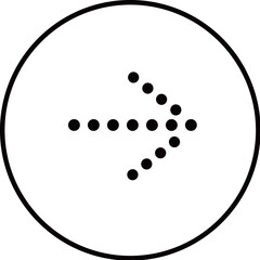 Black dotted arrow button icon in a black circle