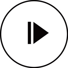 Black next button icon in a black circle