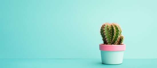 A small succulent plant housed in a pot placed against a dark blue background - obrazy, fototapety, plakaty