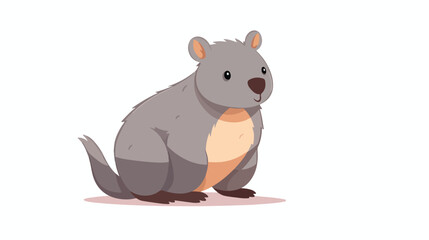 Cute Australian wombat on white background. vector