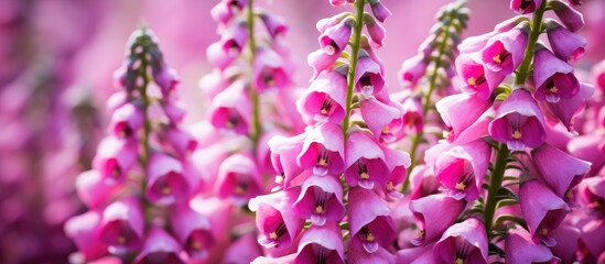 Close-up image of a bunch of delicate pink flowers intertwined with vibrant green stems