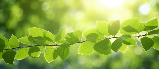 Close-up view of a branch from a tree adorned with vibrant green leaves