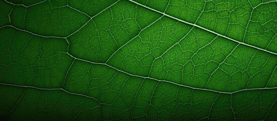Vivid green leaf in detailed close-up set against a deep, dark background, creating a striking contrast