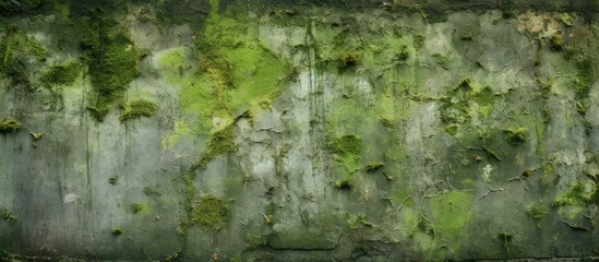 Fototapeta premium Lush green plant flourishing on a close-up of a moss-covered wall