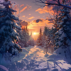 sunset in winter