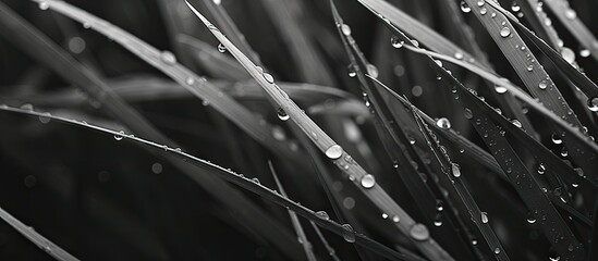 Lush foliage of a plant up close, adorned with glistening water droplets after a refreshing rain shower