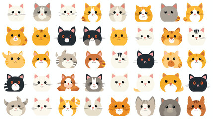 Cute cats and funny kitten doodle element vector. H - obrazy, fototapety, plakaty