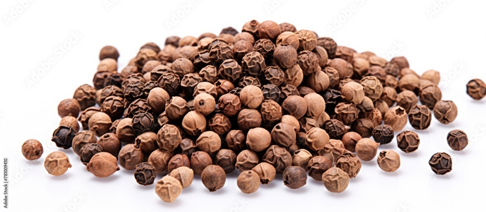 Poster assorted nuts piled up closely on a simple white surface, showcasing different types of nuts