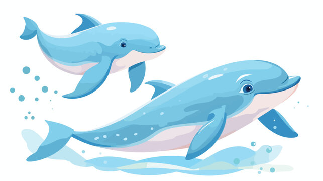 Cute Dolphins 2d flat cartoon vactor illustration i