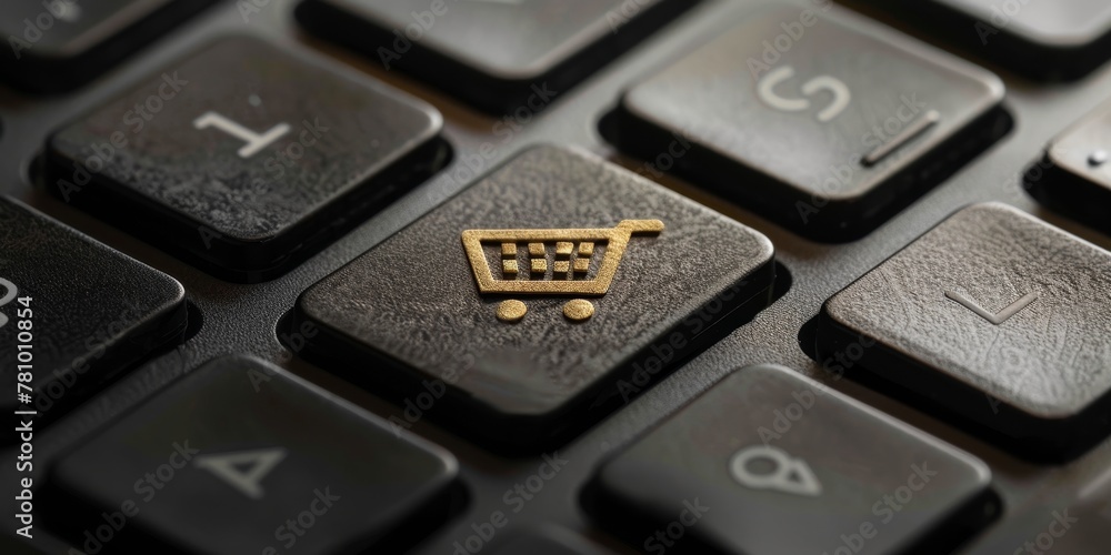 Poster a keyboard with a shopping cart symbol on it