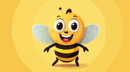 Cute friendly bee. Cartoon happy flying bee with bi