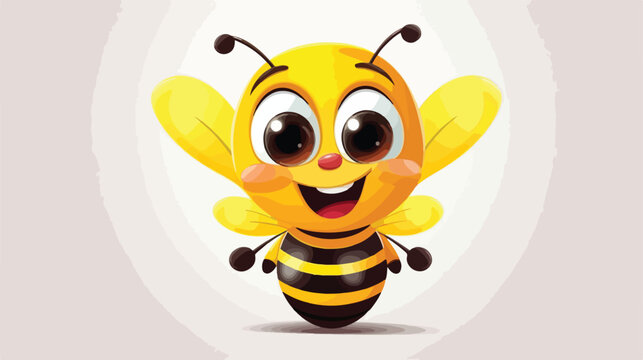 Cute friendly bee. Cartoon happy flying bee with bi