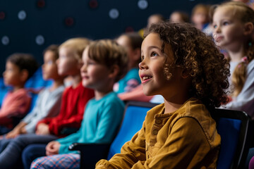Fototapeta premium Curious Child Enjoying Film, Cinema Adventure for Kids