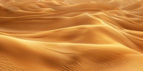 A desert scene with sand dunes and a sun in the background