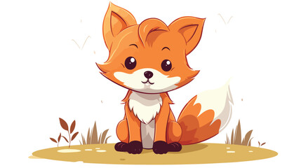 Cute happy Playful baby fox with big eyes Vector Lo