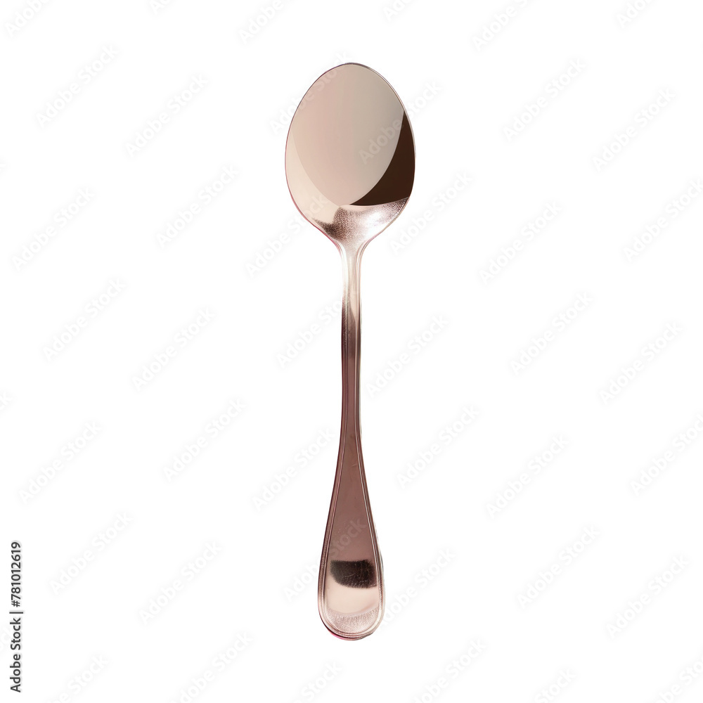 Poster a metallic spoon with a handle attached